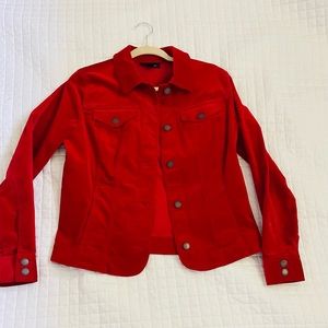 Red velvet “jean” style jacket